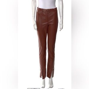 Jason Wu Brand New brown faux leather straight pants with a split hem - NWT